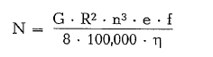 formula for the derivation of the required power input