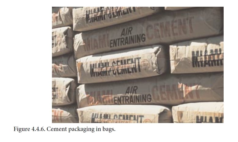 Cement packaging in bags for packer weight calibration and spout checks