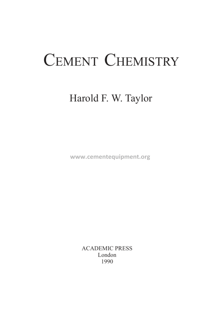 0004 Cement Chemistry Harold F W Taylor