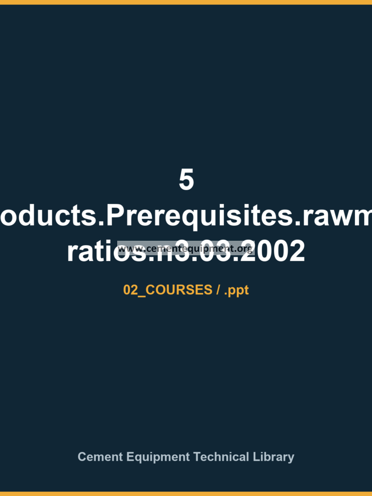 5 Products.Prerequisites.rawmix ratios.n3.03.2002