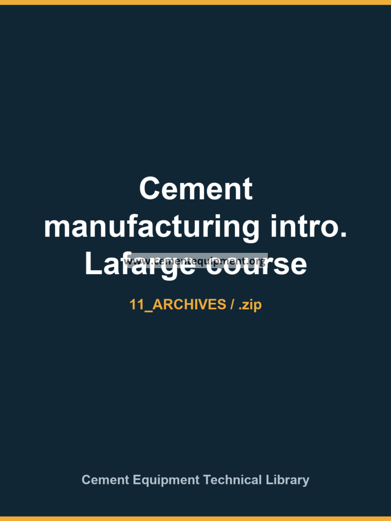 Cement manufacturing intro. Lafarge course