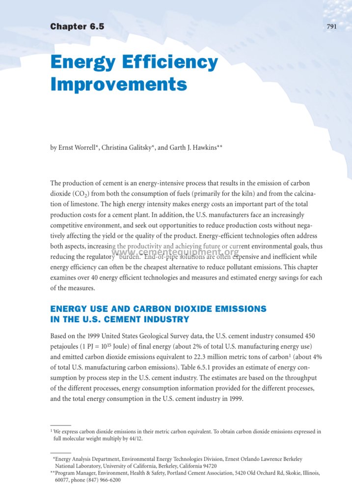 Innovations in Cement Manufacturing Chapter 6.5