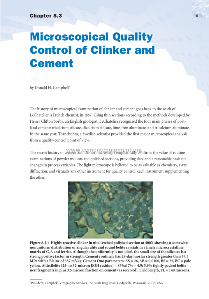 Innovations in Cement Manufacturing Chapter 8.3