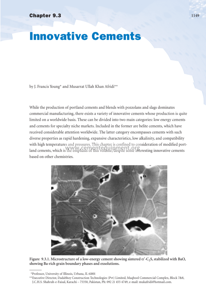 Innovations in Cement Manufacturing Chapter 9.3