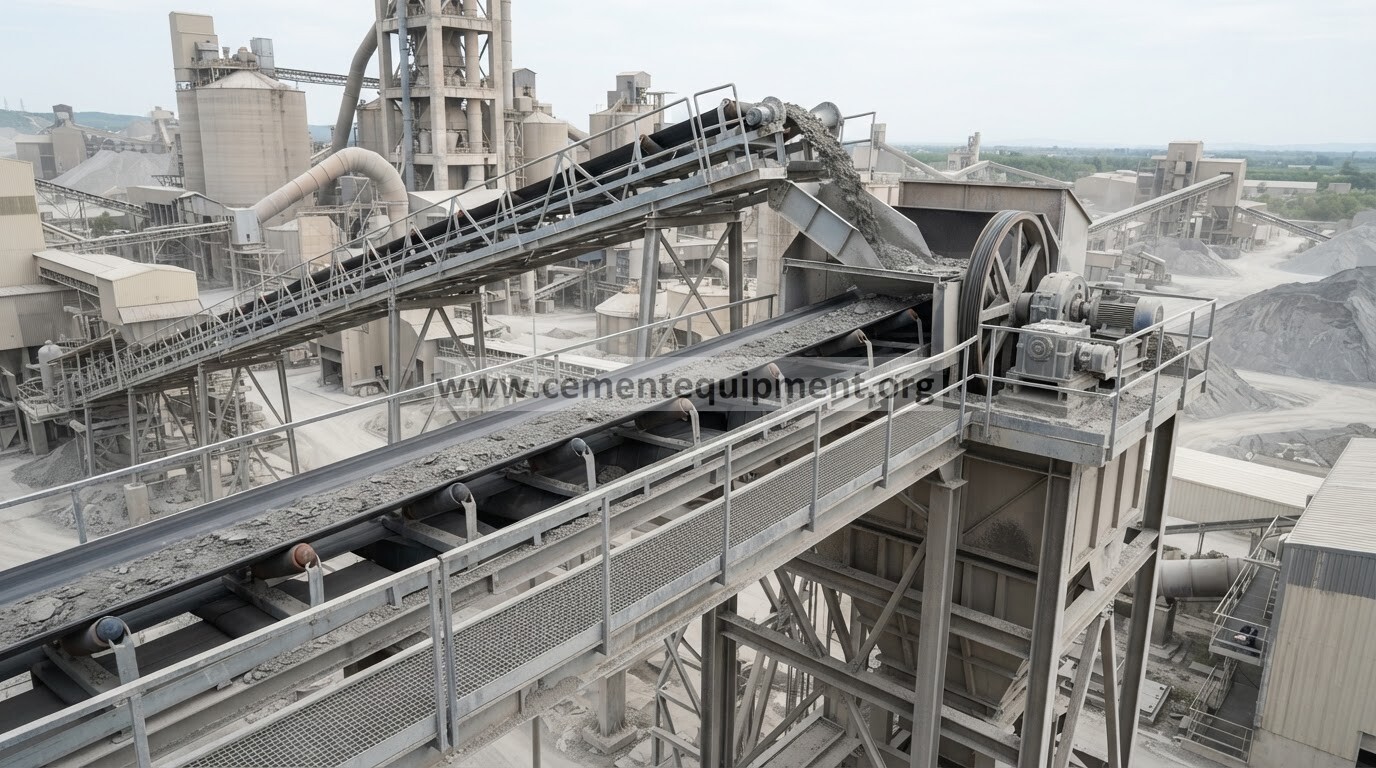 Cement belt conveyor and transfer chute for plugged chute switch false trip troubleshooting