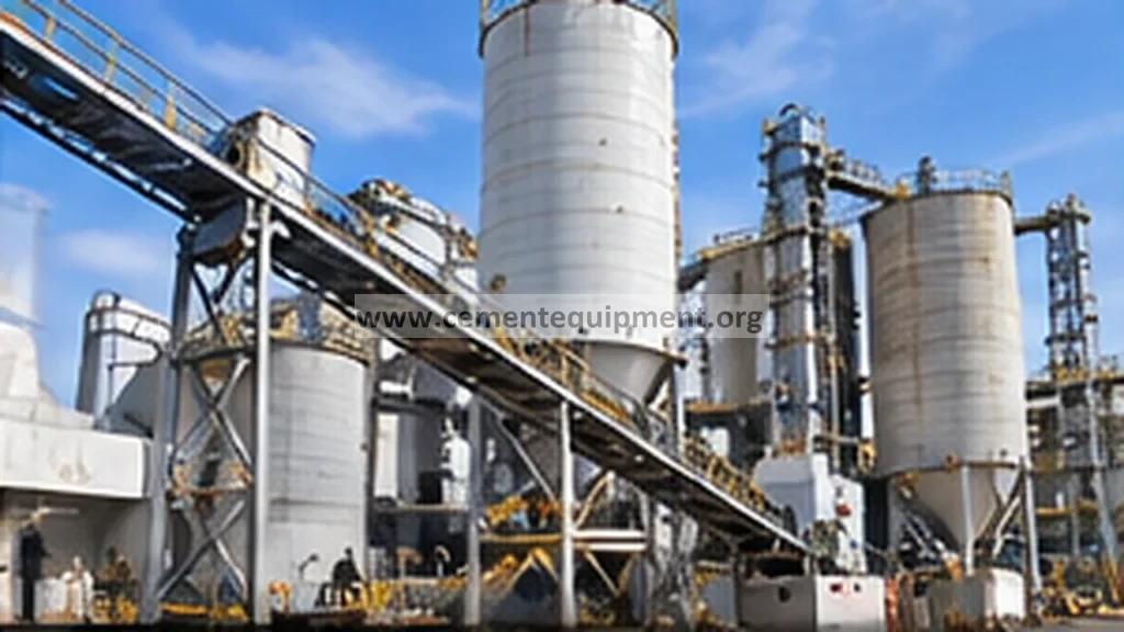 Belt conveyor feeding additive storage silos in a cement plant material handling system