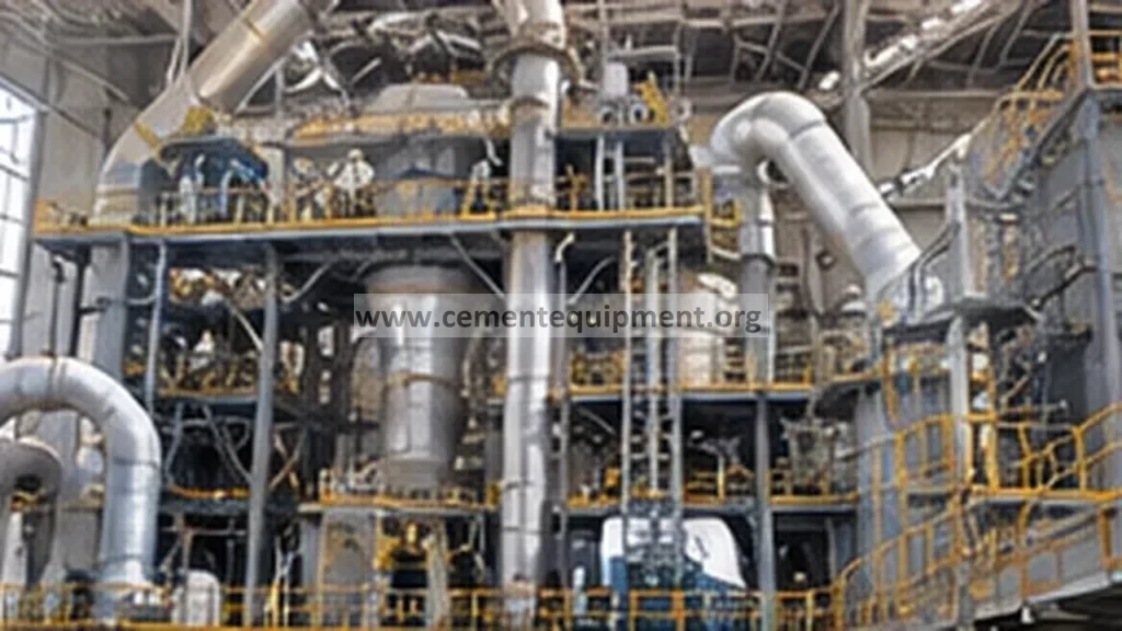 Cement preheater tower with cyclone stages and process gas ducting
