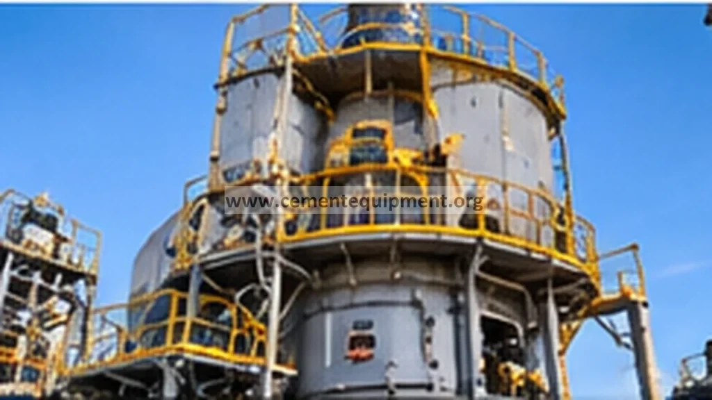 Vertical roller raw mill with classifier housing and process ducting in a cement plant