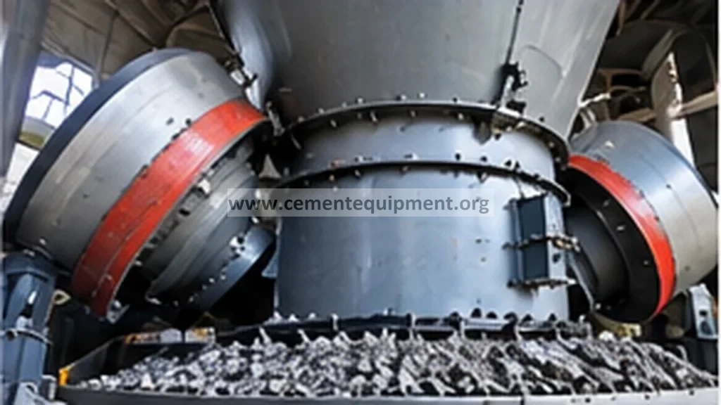 Vertical roller mill grinding table and material bed in a cement raw mill